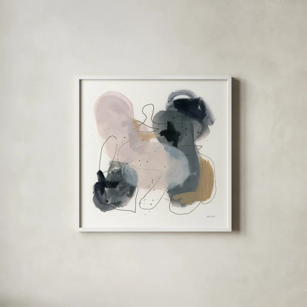 Organized Chaos by Yvette St. Amant. Shown in a crisp white glass frame for a clean and minimalist style. Available as an archival giclee rolled canvas, fine art paper, or poster print. SKU 95174a.