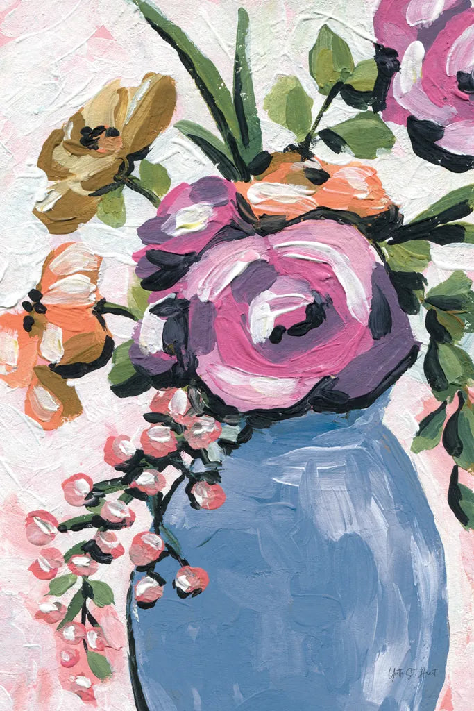 Painterly Florals in Vase II by Yvette St. Amant. SKU 88807h. Archival Giclee Fine art print for wall decor.