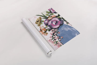Painterly Florals in Vase II by Yvette St. Amant. shown as a rolled paper print. Available as archival giclee rolled canvas, fine art paper, or poster print. SKU 88807h.