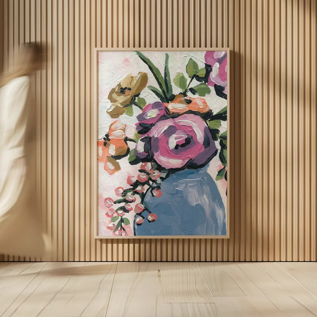 Painterly Florals in Vase II by Yvette St. Amant. shown as over sized large wall art. Available as an archival giclee rolled canvas, fine art paper, or poster print. SKU 88807h.
