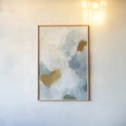 Patch of Gold Abstract I by Yvette St. Amant. shown as a paper print in a natural frame. Available as a archival giclee rolled canvas, fine art paper, or poster print. SKU 88515h.