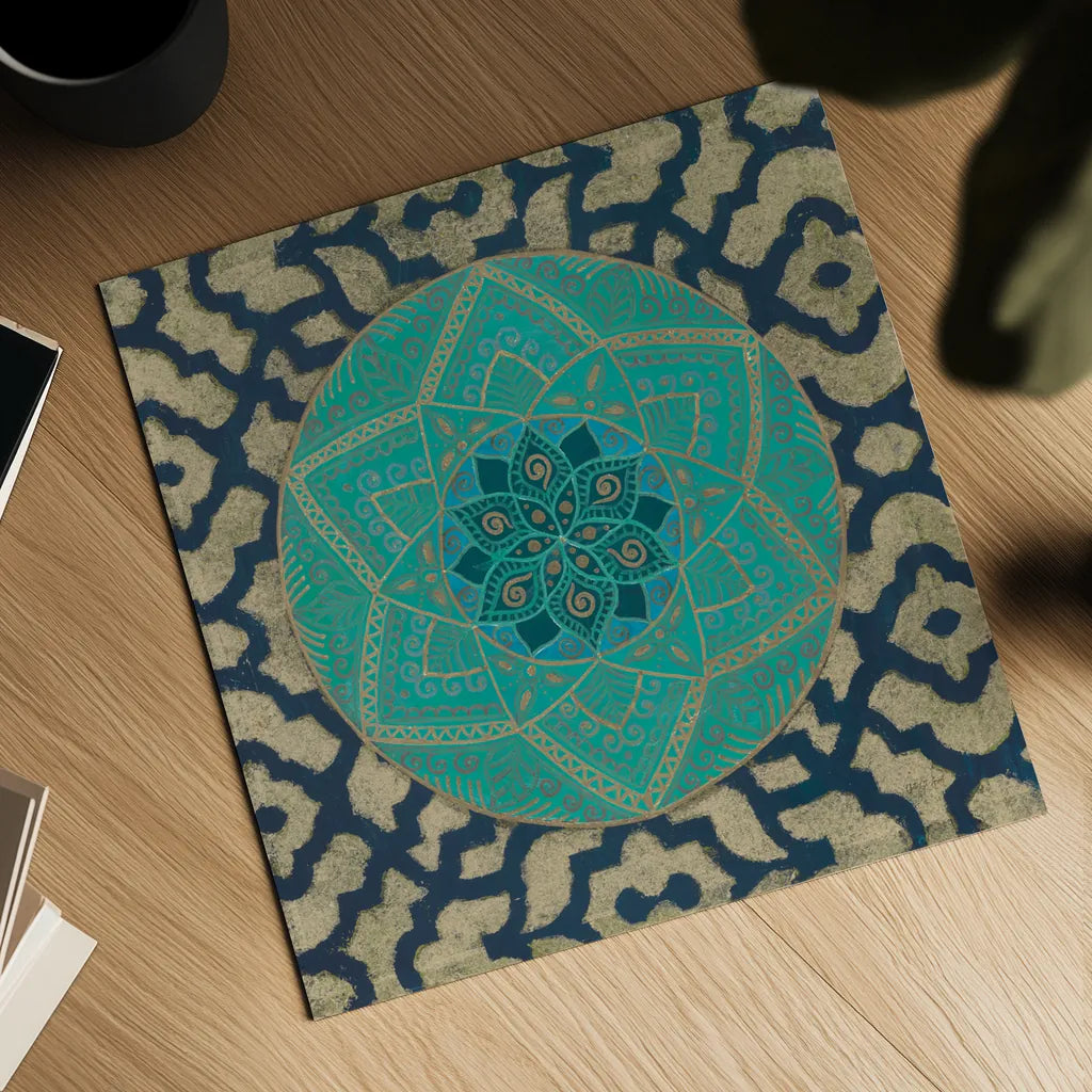 Patina Mandala II by Yvette St. Amant. Shown as a detailed flat fine art print, highlighting archival giclee quality. Available as an archival giclee rolled canvas, fine art paper, or poster print. SKU 91067a.