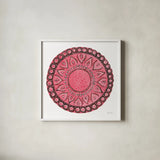 Pink Mandala by Yvette St. Amant. Shown in a crisp white glass frame for a clean and minimalist style. Available as an archival giclee rolled canvas, fine art paper, or poster print. SKU 88260a.