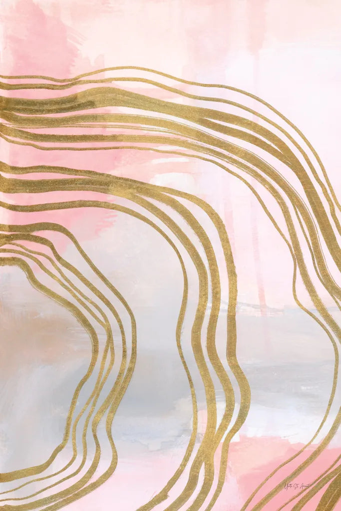 Pink and Gold Abstract I by Yvette St. Amant. SKU 90983h. Archival Giclee Fine art print for wall decor.