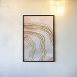 Pink and Gold Abstract I by Yvette St. Amant. shown as a paper print in a black flame. Available as a archival giclee rolled canvas, fine art paper, or poster print. SKU 90983h.