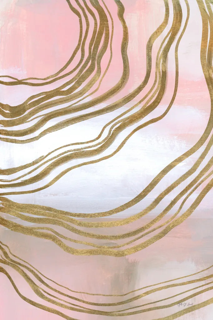 Pink and Gold Abstract II by Yvette St. Amant. SKU 90984h. Archival Giclee Fine art print for wall decor.