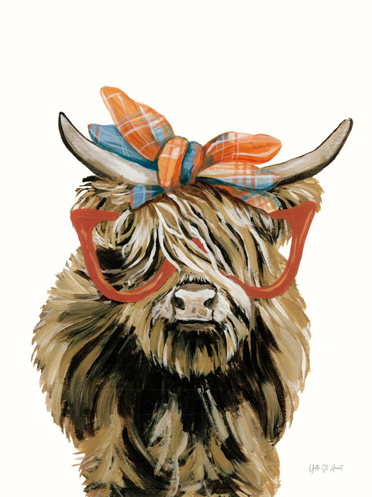 Preppy Fall Highland Cow by Yvette St. Amant