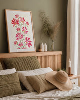 Pretty Blooms I by Yvette St. Amant. shown as a paper print in a natural frame. Available as a archival giclee rolled canvas, fine art paper, or poster print. SKU 103226h.