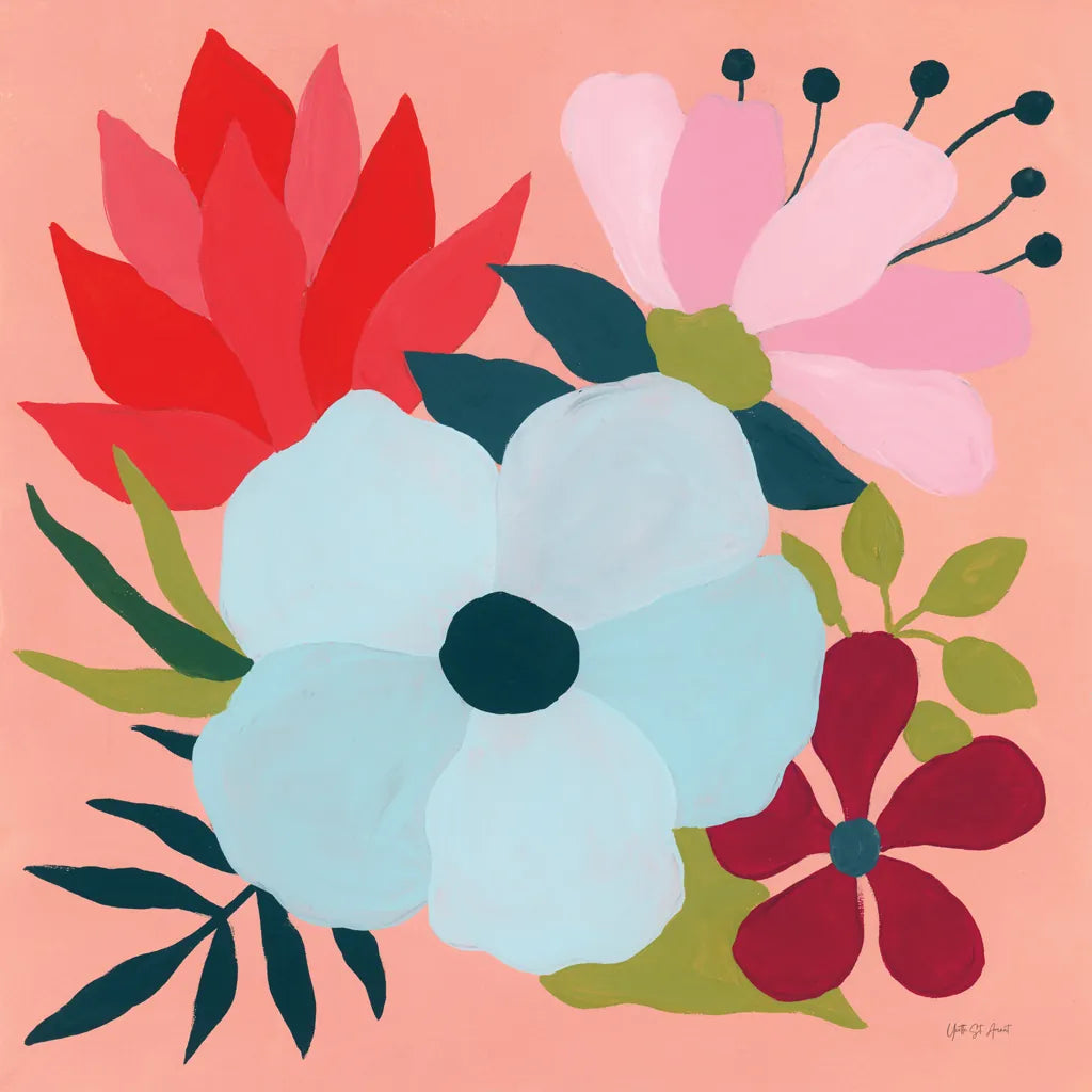 Pretty Florals I by Yvette St. Amant. SKU 93231a. Archival Giclee Fine art print for wall decor.