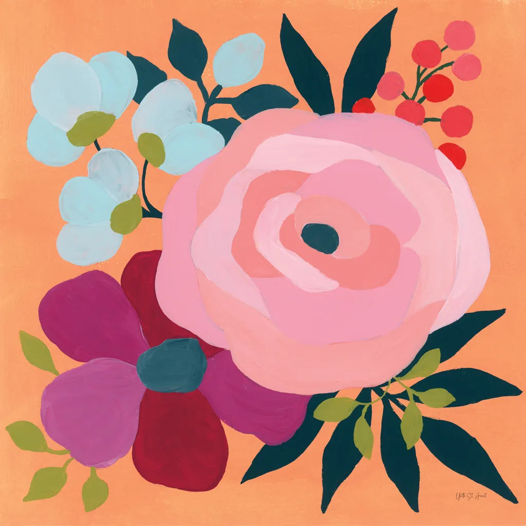 Pretty Florals II by Yvette St. Amant. SKU 93232a. Archival Giclee Fine art print for wall decor.