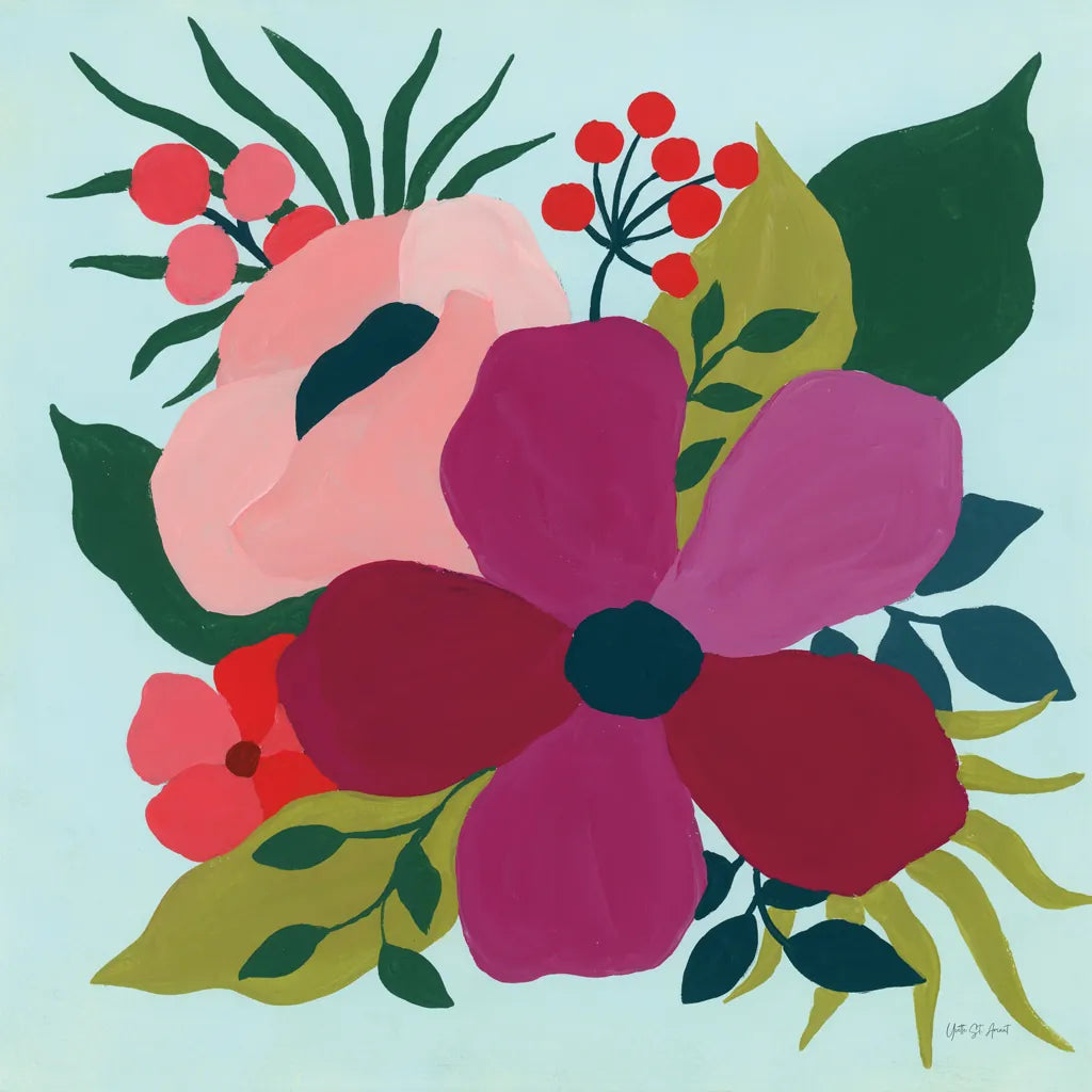 Pretty Florals III by Yvette St. Amant. SKU 93233a. Archival Giclee Fine art print for wall decor.