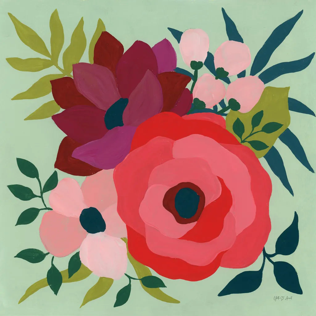 Pretty Florals IV by Yvette St. Amant. SKU 93234a. Archival Giclee Fine art print for wall decor.