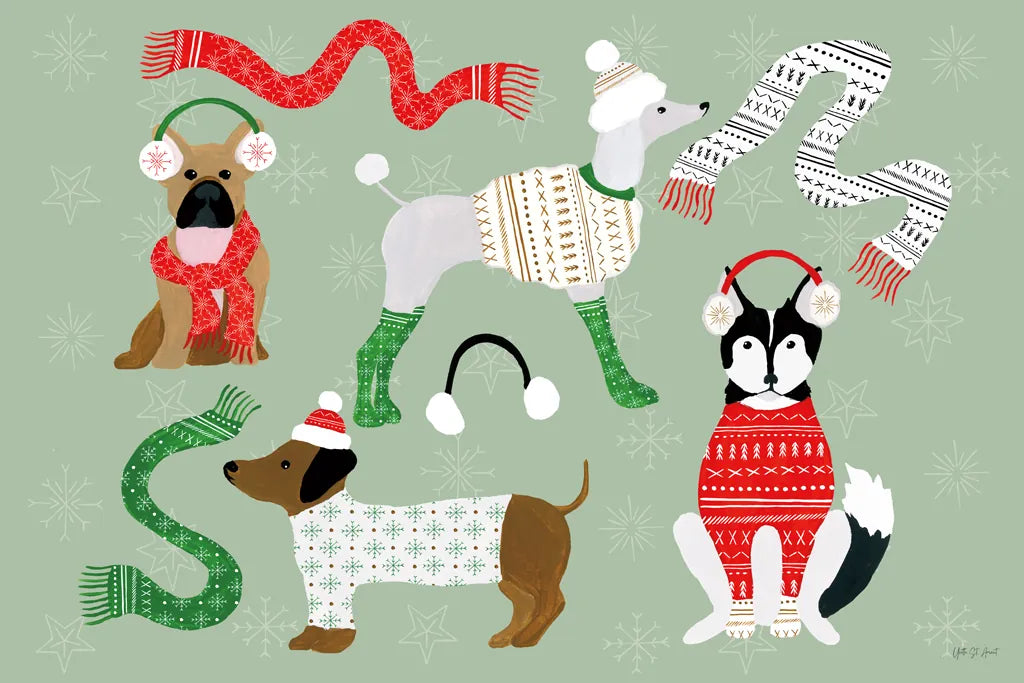 Puppy It's Cold Outside I by Yvette St. Amant. SKU 97557i. Archival Giclee Fine art print for wall decor.