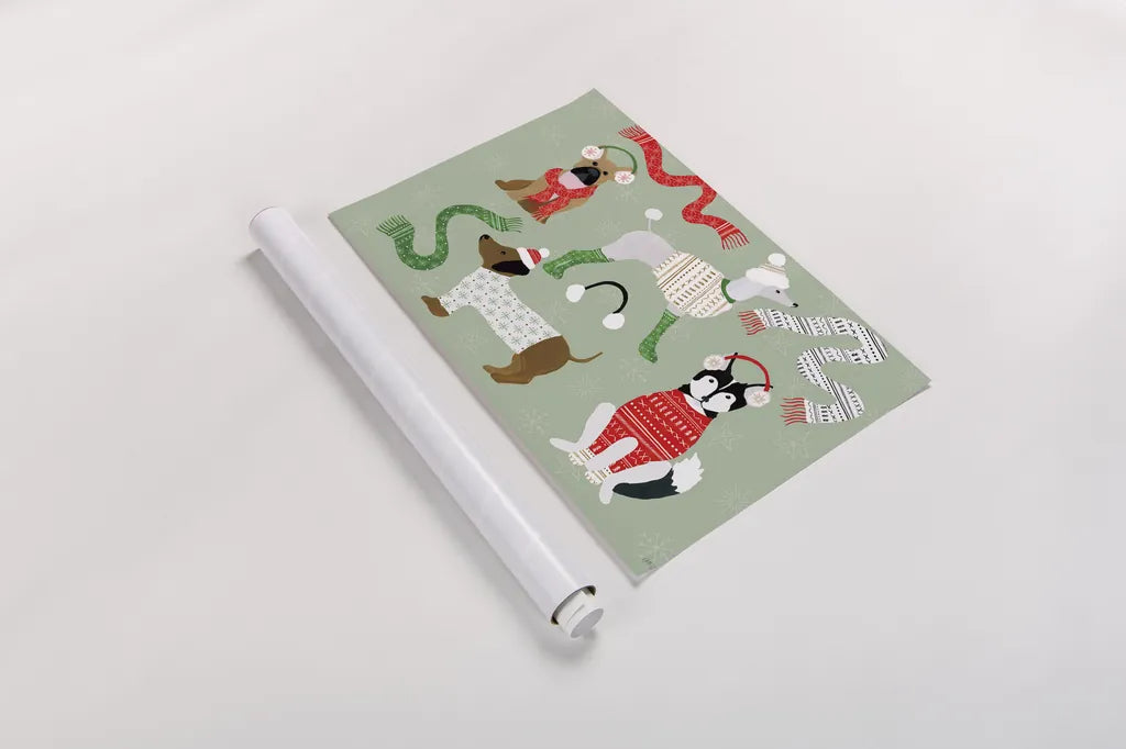 Puppy It's Cold Outside I by Yvette St. Amant. shown as a rolled paper print. Available as archival giclee rolled canvas, fine art paper, or poster print. SKU 97557i.