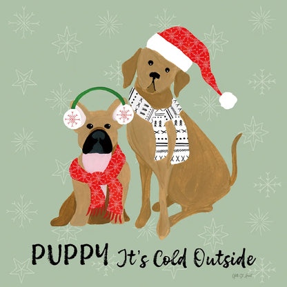 Puppy It's Cold Outside II by Yvette St. Amant. SKU 97558a. Archival Giclee Fine art print for wall decor.