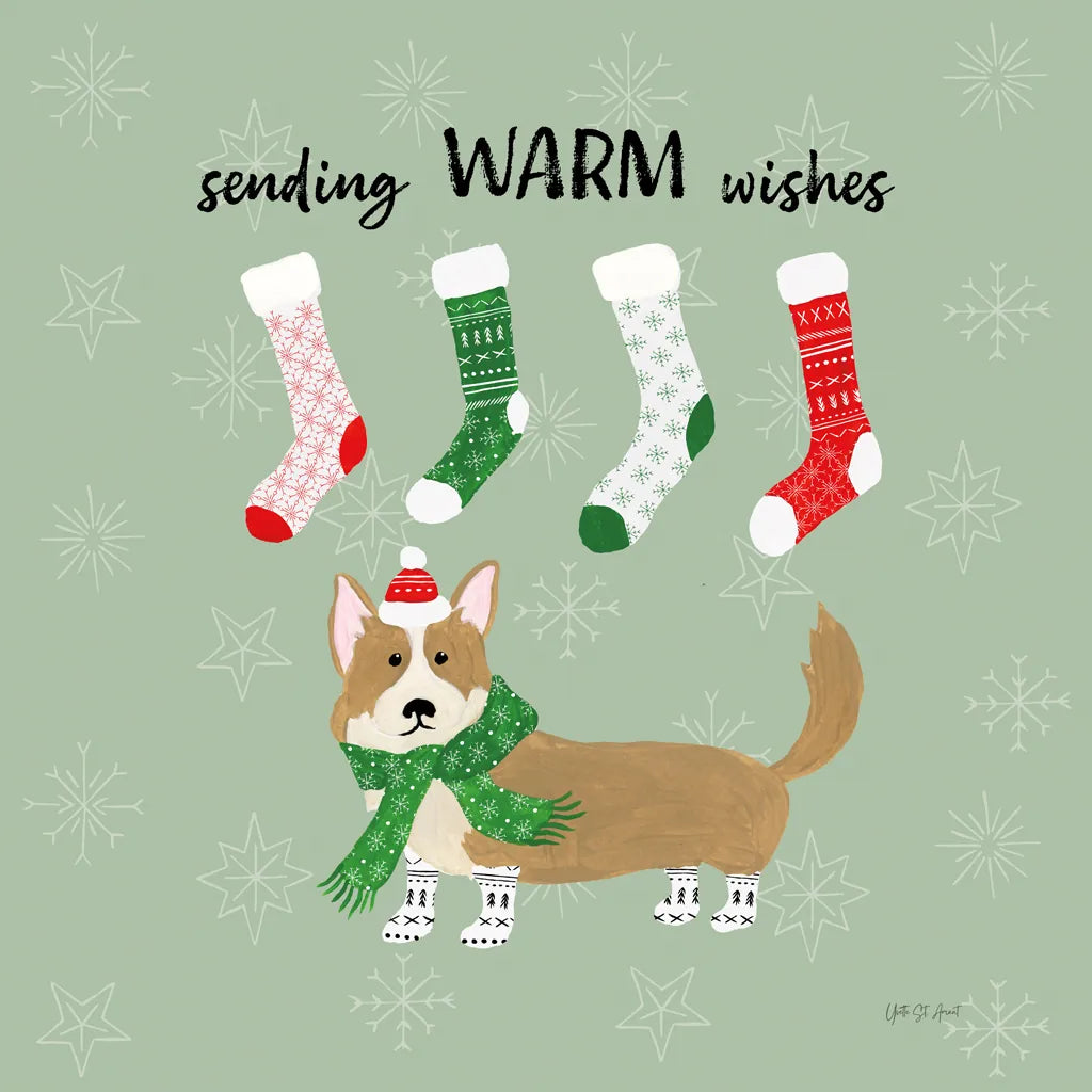 Puppy It's Cold Outside III by Yvette St. Amant. SKU 97559a. Archival Giclee Fine art print for wall decor.