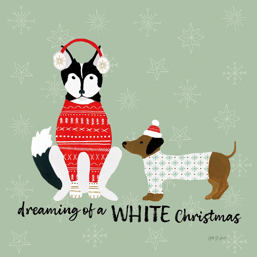 Puppy It's Cold Outside V by Yvette St. Amant. SKU 97561a. Archival Giclee Fine art print for wall decor.