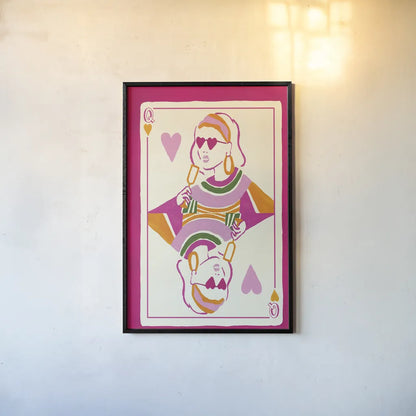 Queen of Hearts by Yvette St. Amant. shown as a paper print in a black flame. Available as a archival giclee rolled canvas, fine art paper, or poster print. SKU 92233h.