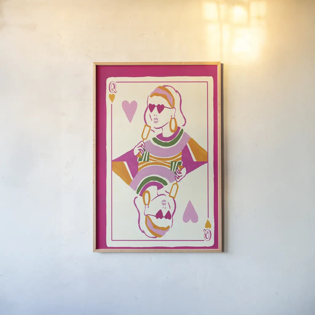 Queen of Hearts by Yvette St. Amant. shown as a paper print in a natural frame. Available as a archival giclee rolled canvas, fine art paper, or poster print. SKU 92233h.