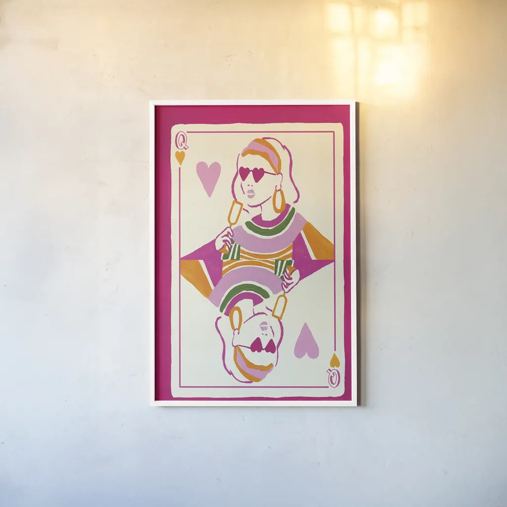 Queen of Hearts by Yvette St. Amant. shown as a paper print in a white frame. Available as a archival giclee rolled canvas, fine art paper, or poster print. SKU 92233h.