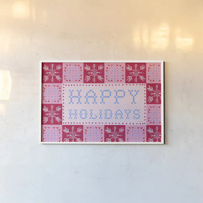 Quilted Christmas I by Yvette St. Amant. shown as a paper print in a white frame. Available as a archival giclee rolled canvas, fine art paper, or poster print. SKU 102824i.