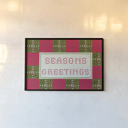 Quilted Christmas II by Yvette St. Amant. shown as a paper print in a black flame. Available as a archival giclee rolled canvas, fine art paper, or poster print. SKU 102825i.