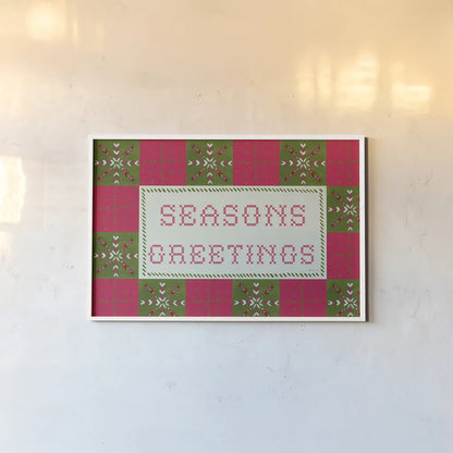 Quilted Christmas II by Yvette St. Amant. shown as a paper print in a white frame. Available as a archival giclee rolled canvas, fine art paper, or poster print. SKU 102825i.