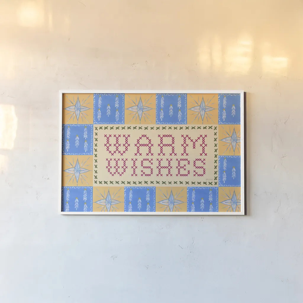 Quilted Christmas III by Yvette St. Amant. shown as a paper print in a white frame. Available as a archival giclee rolled canvas, fine art paper, or poster print. SKU 102826i.