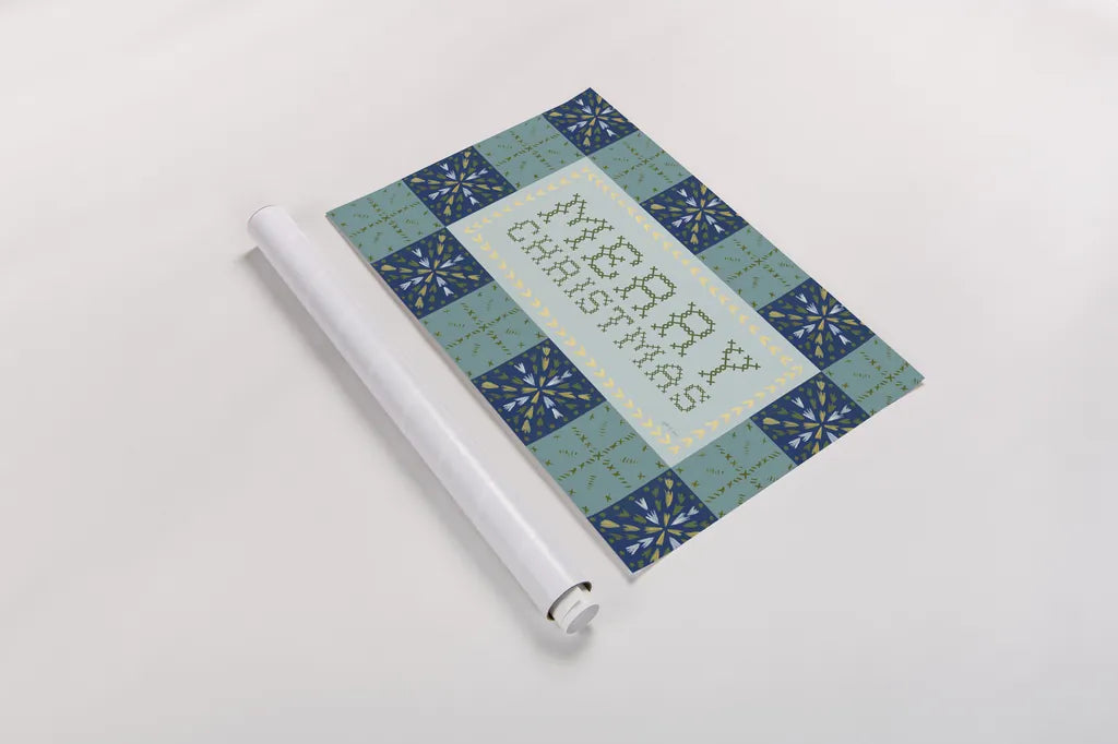 Quilted Christmas IV by Yvette St. Amant. shown as a rolled paper print. Available as archival giclee rolled canvas, fine art paper, or poster print. SKU 102827i.