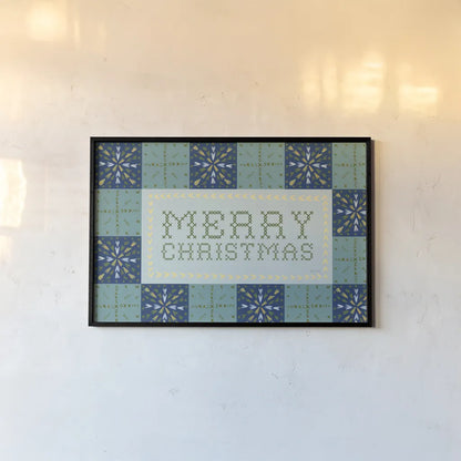 Quilted Christmas IV by Yvette St. Amant. shown as a paper print in a black flame. Available as a archival giclee rolled canvas, fine art paper, or poster print. SKU 102827i.