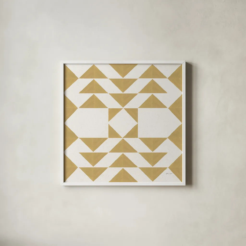 Quilted I by Yvette St. Amant. Shown in a crisp white glass frame for a clean and minimalist style. Available as an archival giclee rolled canvas, fine art paper, or poster print. SKU 95306a.