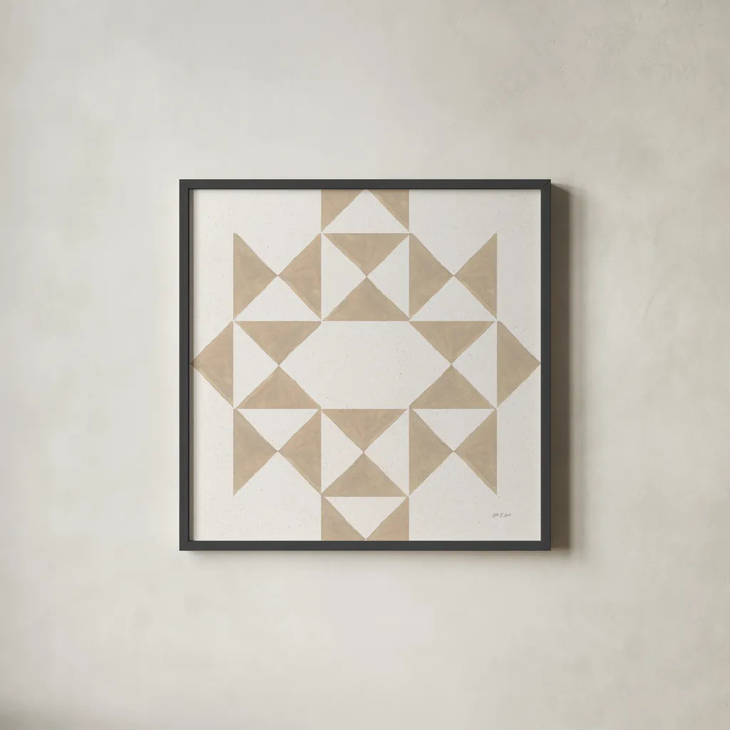 Quilted III by Yvette St. Amant. Shown in a sleek black glass frame for a contemporary gallery look. Available as an archival giclee rolled canvas, fine art paper, or poster print. SKU 95308a.