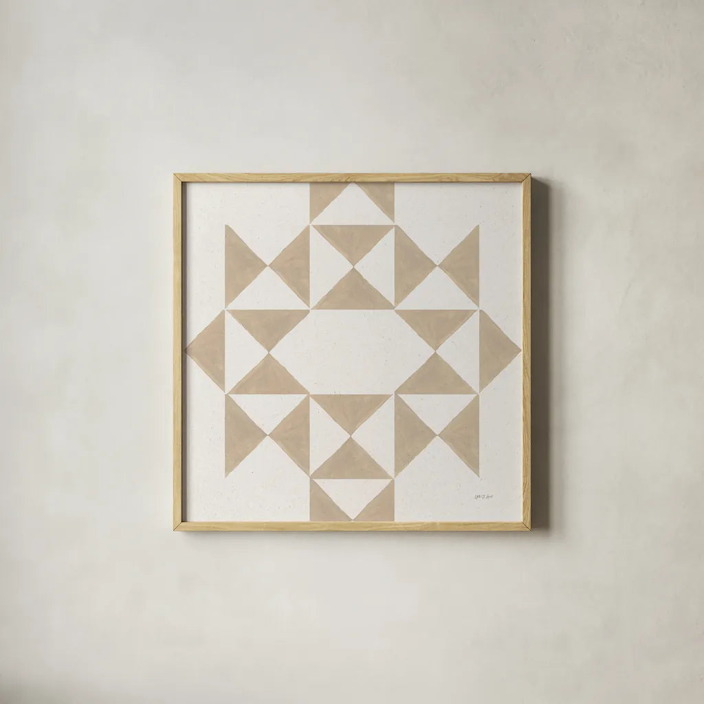 Quilted III by Yvette St. Amant. Shown in a natural wood glass frame for a timeless modern aesthetic. Available as an archival giclee rolled canvas, fine art paper, or poster print. SKU 95308a.