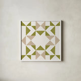 Quilted V by Yvette St. Amant. Shown in a crisp white glass frame for a clean and minimalist style. Available as an archival giclee rolled canvas, fine art paper, or poster print. SKU 95310a.
