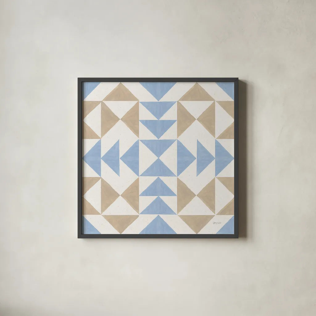 Quilted VI by Yvette St. Amant. Shown in a sleek black glass frame for a contemporary gallery look. Available as an archival giclee rolled canvas, fine art paper, or poster print. SKU 95311a.