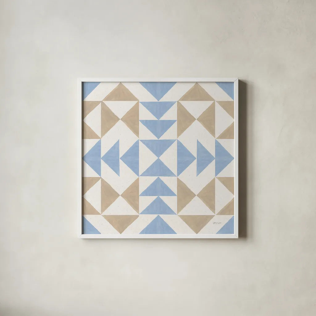 Quilted VI by Yvette St. Amant. Shown in a crisp white glass frame for a clean and minimalist style. Available as an archival giclee rolled canvas, fine art paper, or poster print. SKU 95311a.