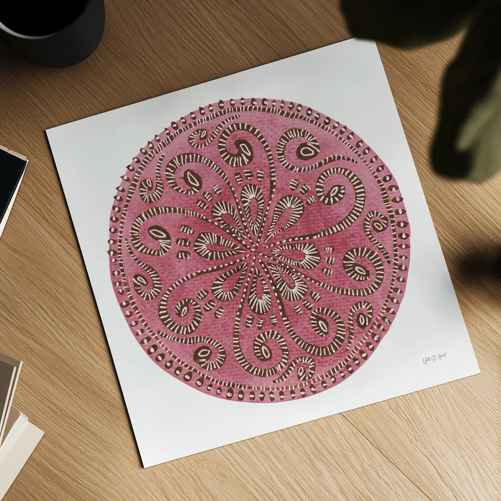 Rose Mandala by Yvette St. Amant. Shown as a detailed flat fine art print, highlighting archival giclee quality. Available as an archival giclee rolled canvas, fine art paper, or poster print. SKU 88259a.
