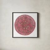 Rose Mandala by Yvette St. Amant. Shown in a sleek black glass frame for a contemporary gallery look. Available as an archival giclee rolled canvas, fine art paper, or poster print. SKU 88259a.
