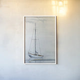 Sail on the Horizon by Yvette St. Amant. shown as a paper print in a white frame. Available as a archival giclee rolled canvas, fine art paper, or poster print. SKU 88279h.