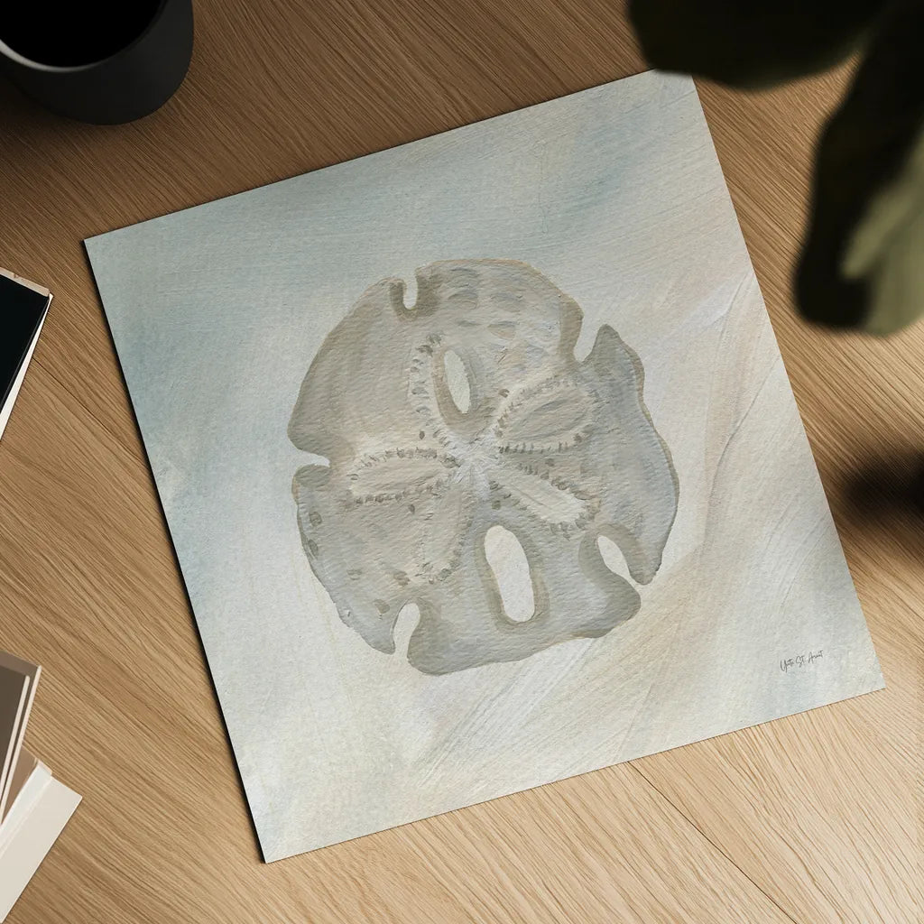 Sandollar II by Yvette St. Amant. Shown as a detailed flat fine art print, highlighting archival giclee quality. Available as an archival giclee rolled canvas, fine art paper, or poster print. SKU 88518a.