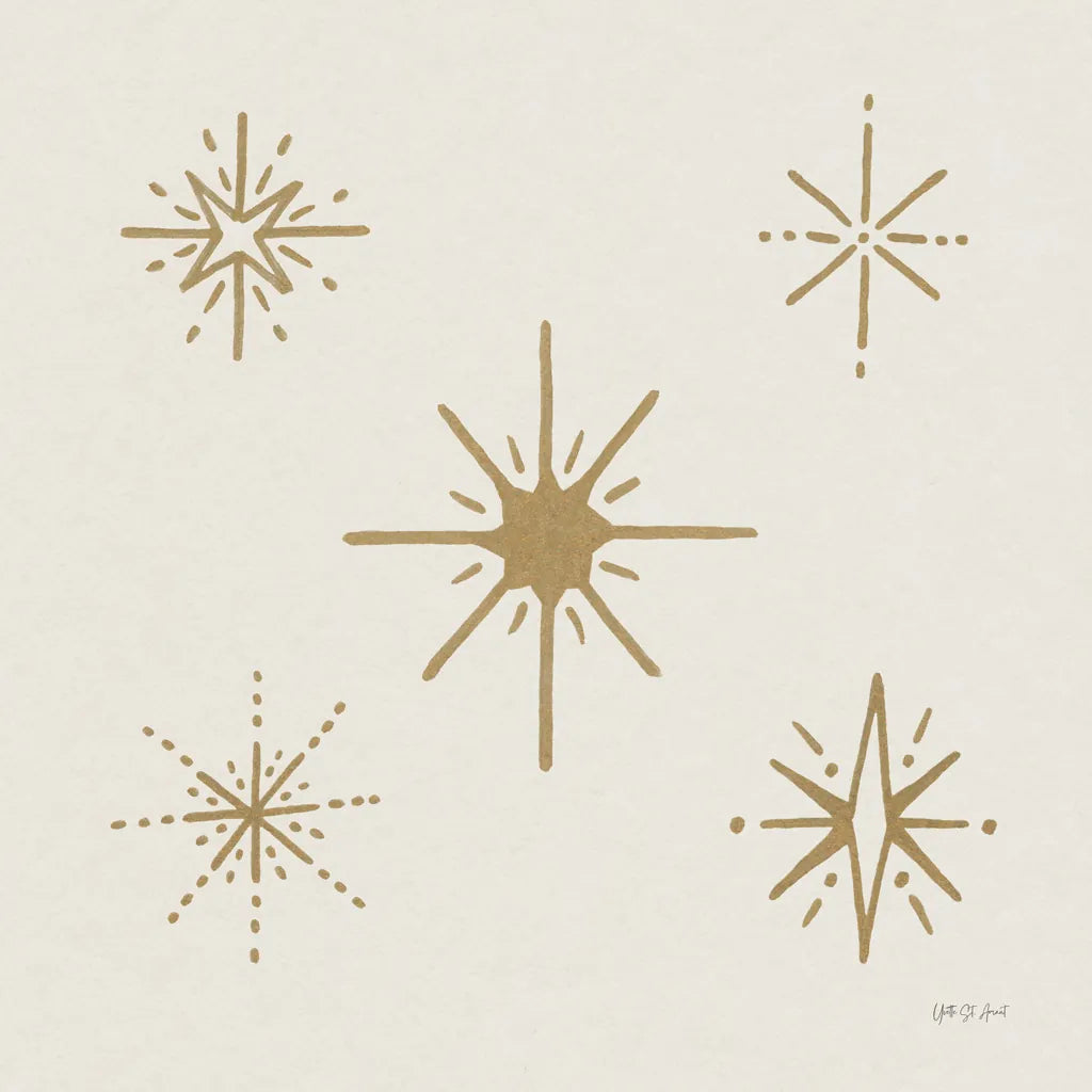 Serene Escapes Gold Stars by Yvette St. Amant. SKU 91057a. Archival Giclee Fine art print for wall decor.