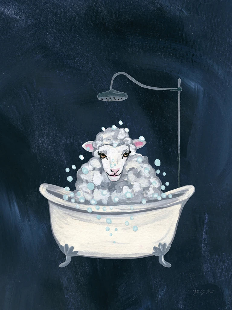 Sheep in Tub and Suds Texture Dark by Yvette St. Amant