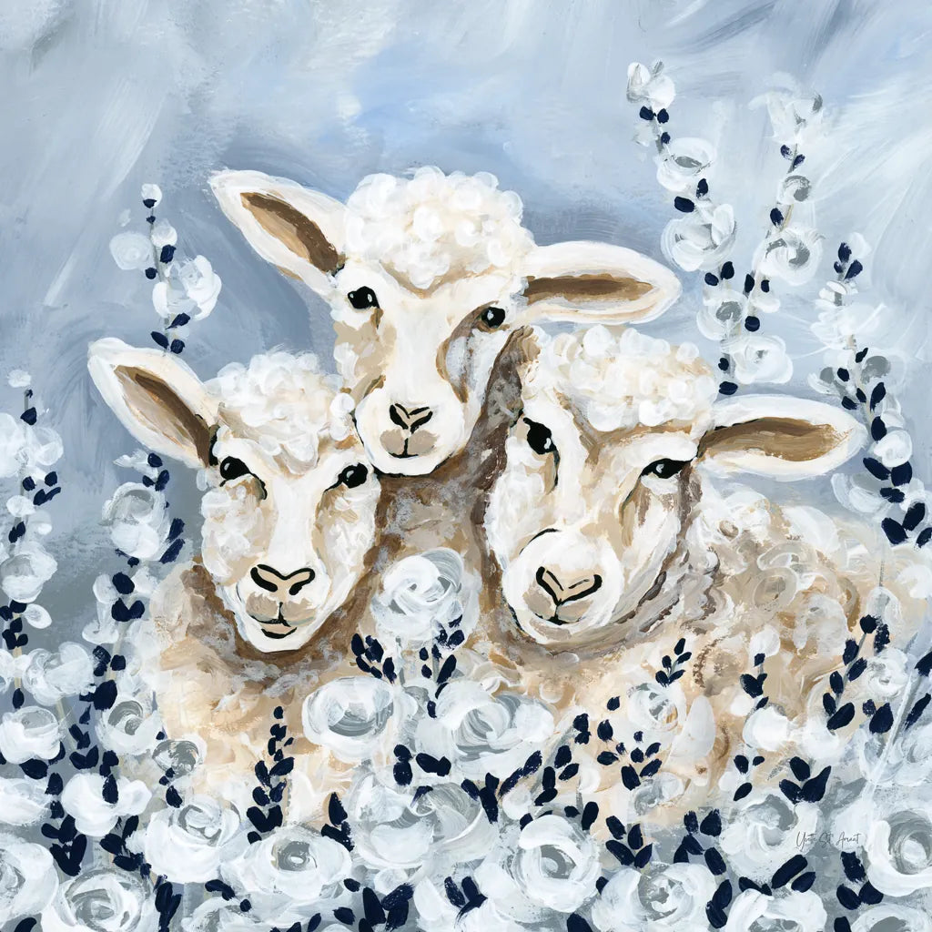 Sheep in the Meadow by Yvette St. Amant. SKU 89495a. Archival Giclee Fine art print for wall decor.