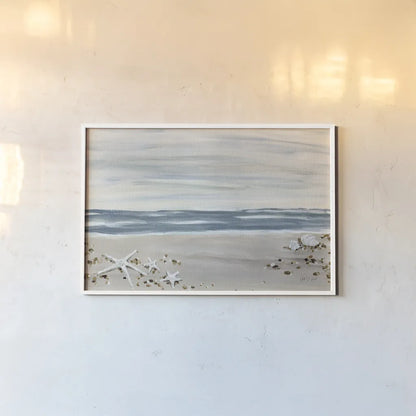 Shells by the Shore by Yvette St. Amant. shown as a paper print in a white frame. Available as a archival giclee rolled canvas, fine art paper, or poster print. SKU 88521i.