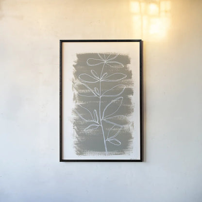 Simple Sprigs of Basil by Yvette St. Amant. shown as a paper print in a black flame. Available as a archival giclee rolled canvas, fine art paper, or poster print. SKU 93602h.
