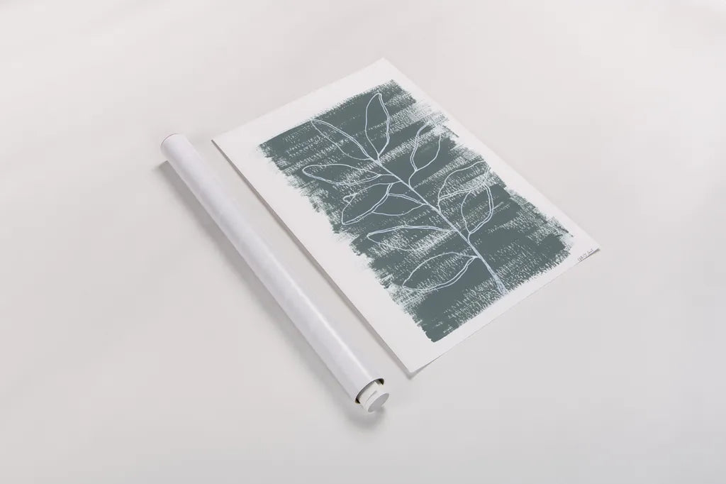 Simple Sprigs of Bay Leaf by Yvette St. Amant. shown as a rolled paper print. Available as archival giclee rolled canvas, fine art paper, or poster print. SKU 93599h.