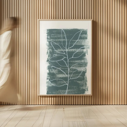 Simple Sprigs of Bay Leaf by Yvette St. Amant. shown as over sized large wall art. Available as an archival giclee rolled canvas, fine art paper, or poster print. SKU 93599h.