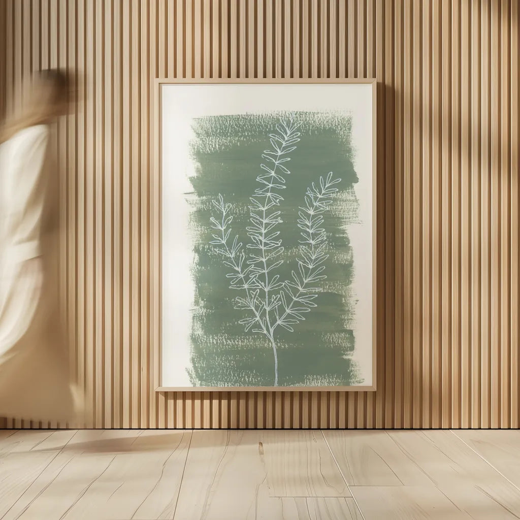 Simple Sprigs of Rosemary by Yvette St. Amant. shown as over sized large wall art. Available as an archival giclee rolled canvas, fine art paper, or poster print. SKU 93601h.