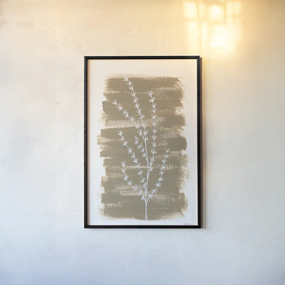 Simple Sprigs of Thyme by Yvette St. Amant. shown as a paper print in a black flame. Available as a archival giclee rolled canvas, fine art paper, or poster print. SKU 93600h.