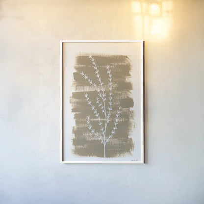 Simple Sprigs of Thyme by Yvette St. Amant. shown as a paper print in a white frame. Available as a archival giclee rolled canvas, fine art paper, or poster print. SKU 93600h.